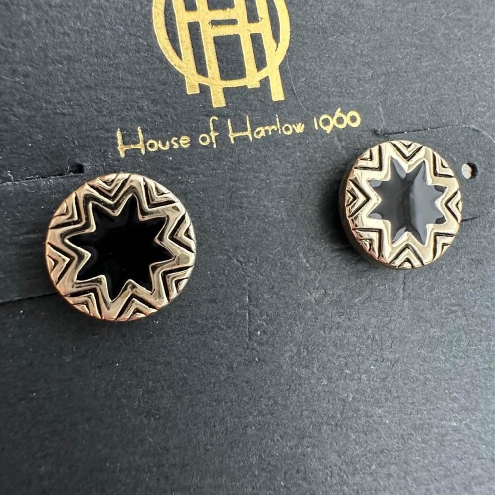 House of Harlow 1960 Black and Gold Starburst Earrings